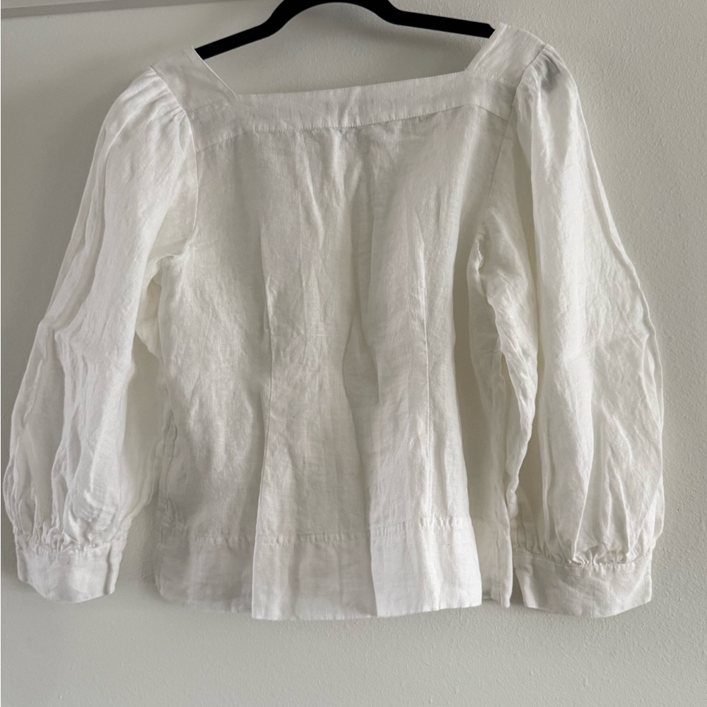 J. Crew Squareneck Button-Front Linen Top - Picture 2 of 3